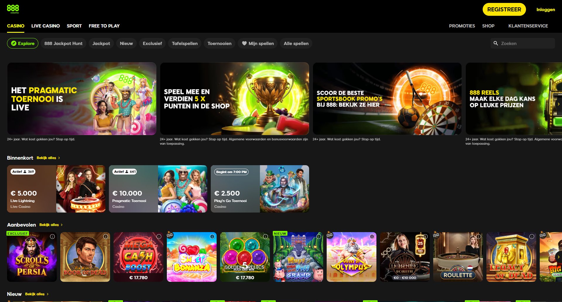 888 Casino lobby screenshot