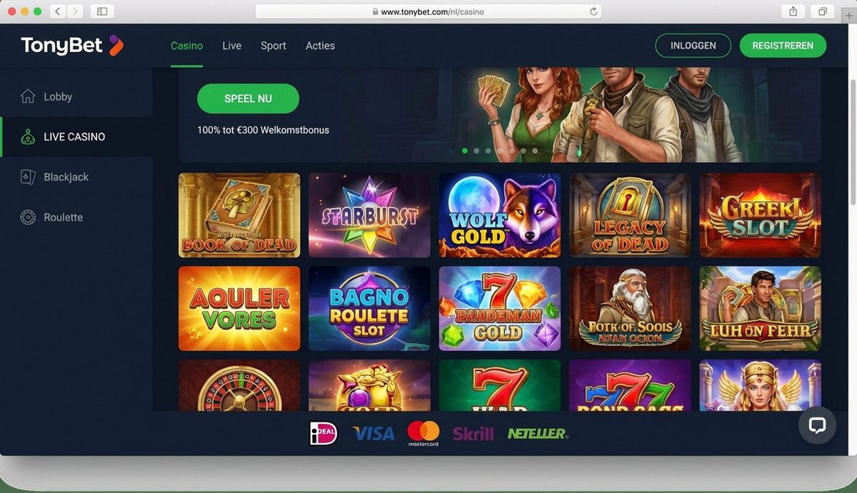 TonyBet Casino lobby screenshot